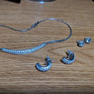 Swarovski crystal necklace and 2 pairs of earrings